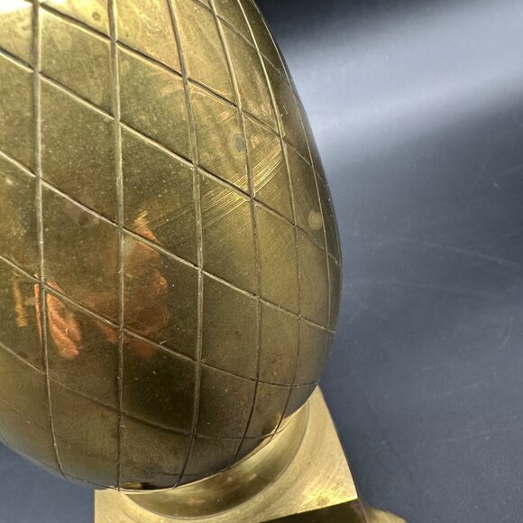 Vintage Brass Pineapple Candlestick Holder Statue Paw Feet Tropical Fruit Decor - Picture 11 of 14